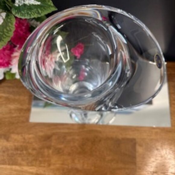 Bohemia Crystal Vase Original Sticker Etched Horse Tree Design Asymmetrical‎ - Picture 5 of 7